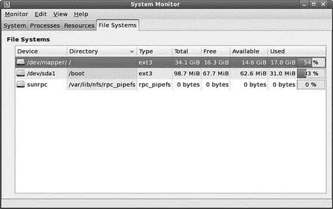 FIGURE 125 Keep a close eye on your free disk space KDE Process and - фото 126