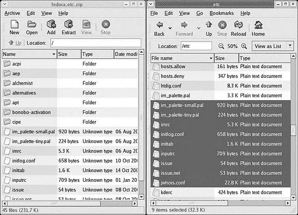 FIGURE 131 Drag and drop files to build an archive with the GNOME File Roller - фото 127