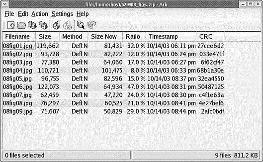FIGURE 132 Here the contents of a zipfile containing some JPEGs are - фото 128