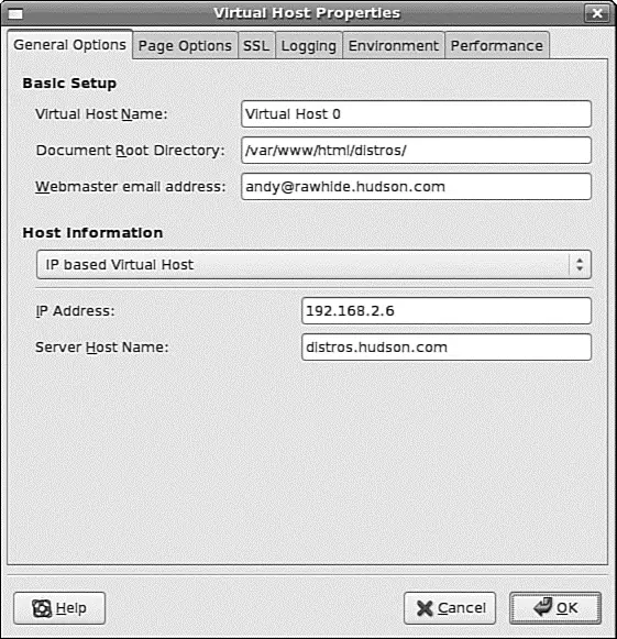 FIGURE 172 systemconfighttpds Virtual Host Properties dialog box gives you - фото 140