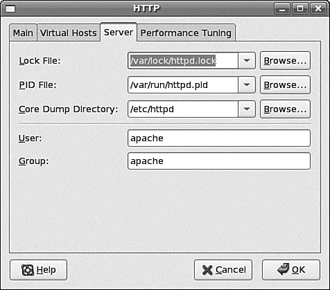 FIGURE 173 systemconfighttpds Server configuration tab Finally you can - фото 141