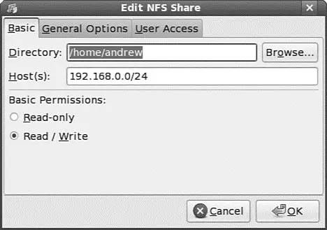 FIGURE 191 Fedoras systemconfignfsclient can be used to quickly set up - фото 149