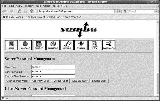 FIGURE 196 Enter a Samba username and password in the SWAT Password page NOTE - фото 154
