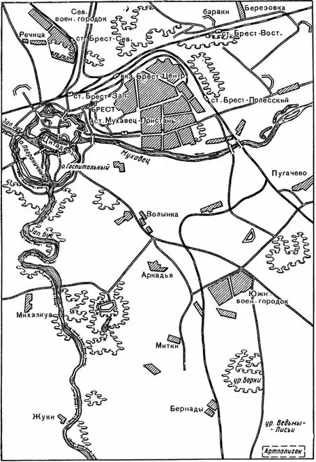 Примерный план Брестской крепости Бреста и его окрестностей На 19 июня 1941 - фото 3