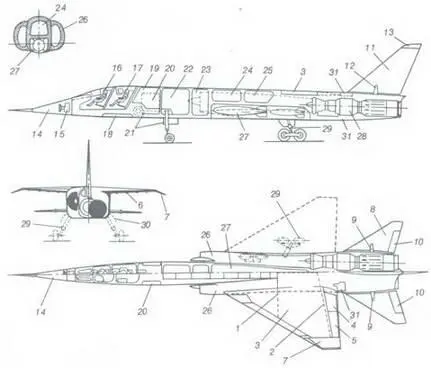 Рис 14 Компоновочная схема английского самолета TSR2 1передний - фото 10