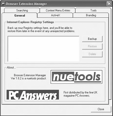Рис 26 Вкладка General окна утилиты Browser Extension Manager IE Toolbar - фото 14