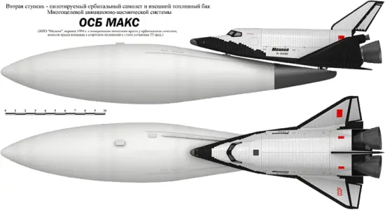 Орбитальный самолёт системы МАКС с внешним топливным баком Вся эта конструкция - фото 24