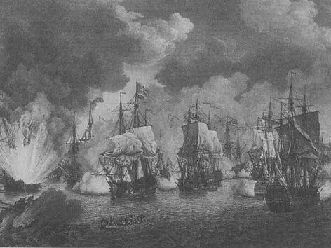 Картины Чесменского сражения Обстрел крепости Корон 1770 г Патрасское - фото 18