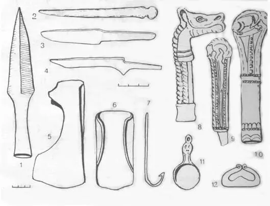 Орудия труда и оружие древних манси 1 копье 2 кочедык 34 ножи 5 - фото 30