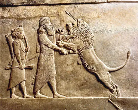 King Ashurbanipal of Assyria slaying a lion mastering the animal kingdom De - фото 10