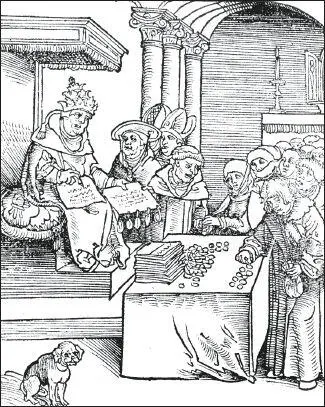 The Pope selling indulgences for money from a Protestant pamphlet Woodcut - фото 26