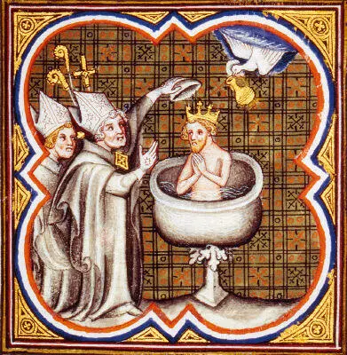 The Holy Spirit in the guise of a dove delivers an ampulla full of sacred oil - фото 28