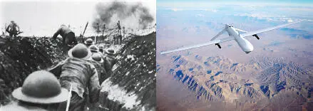 Left Soldiers in action at the Battle of the Somme 1916 Right A pilotless - фото 44