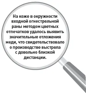На коже в окружности входной огнестрельной раны методом цветных отпечатков - фото 4