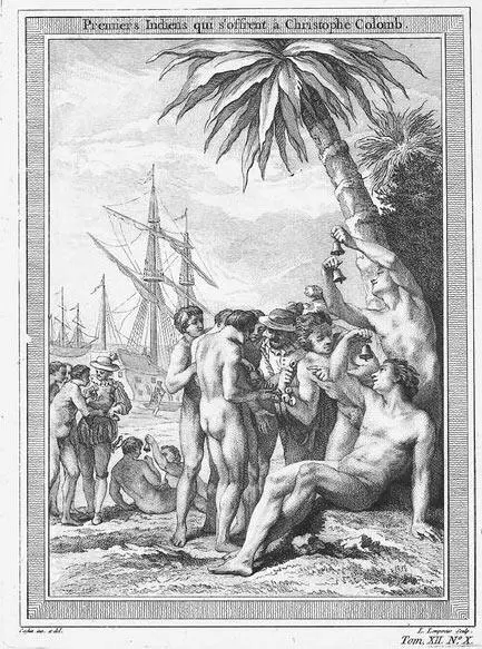 Premiers Indiens qui soffrent à Christophe Colomb Gravure en taille - фото 9