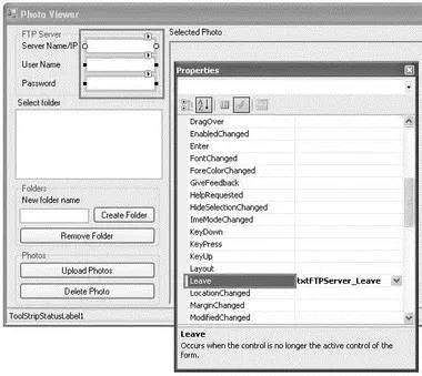 Figure 169 Visual Studio 2008 then generates the txtFtpServerLeaveevent - фото 264