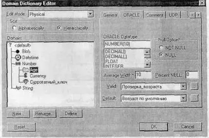 Рис 258 Диалог Domain Dictionary Editor на физическом уровне На физическом - фото 163