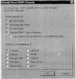Рис 261 Диалог Globally Reset DBMS Property 233 Таблицы колонки и - фото 166