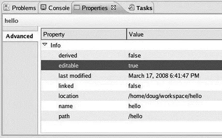 Figure 312 Properties view Click on helloc in the Project Explorer view - фото 32