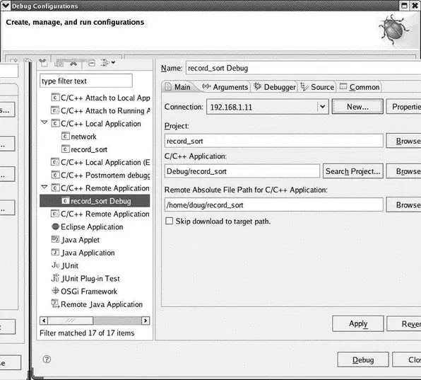 Figure 612 Remote debug configuration Click Applyand then Debug Eclipse - фото 93