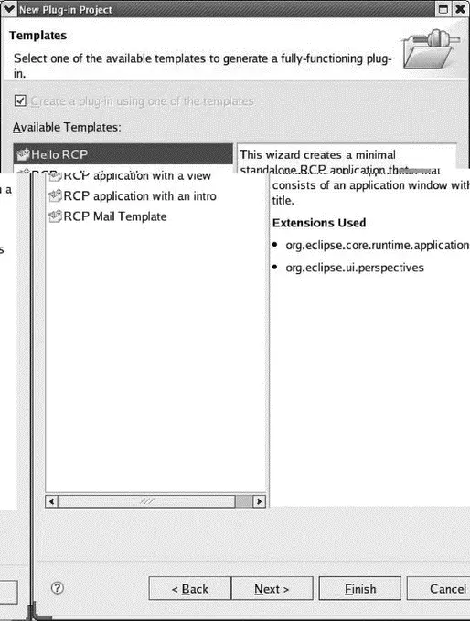 Figure 713 RCP Templates dialog The new project opens in the Manifest editor - фото 113