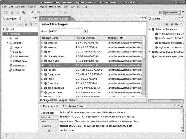 Figure 911 Platform Image Builder perspective When you highlight a package - фото 154