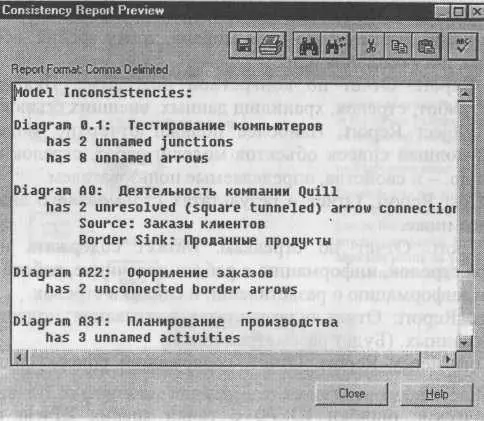 Рис 211 Отчет Model Consistency Report Третий тип ошибок BPwin позволяет - фото 126