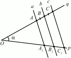 Рис 82 АВ BC AA1BB1CC1 A1B1 В1С1 q и р лучи образующие угол - фото 84