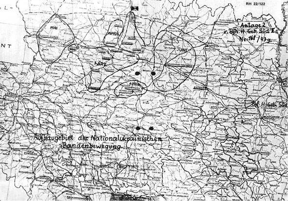 Німецька мапа від 17 липня 1943 р на якій показано райони Волині де діяла - фото 80