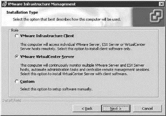 Figure 516VirtualCenter Server installation types provided during the - фото 161
