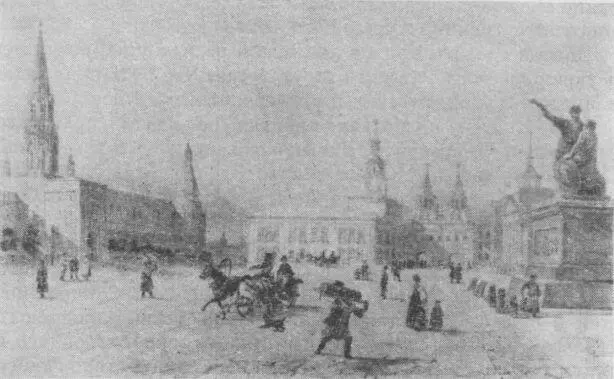 Красная площадь и часть Кремлевской стены в 40е годы XIX века Литография - фото 9
