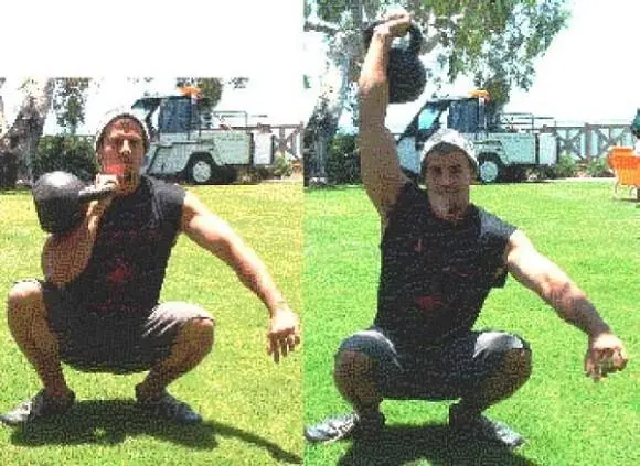 Exercise Description Clean a kettlebell and go into a full squat From the - фото 9