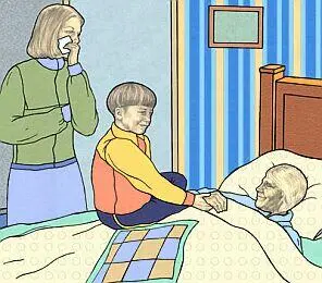 Алеша стоял у изголовья кровати и держал влажную льняную салфетку Мама кормила - фото 37