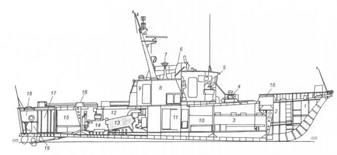 Схема общего расположения артиллерийского катера пр 1400 вверху 1 - фото 55