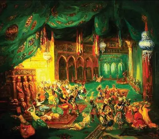 Л С Бакст Эскиз декорации к балету Шахерезада Н А РимскогоКорсакова - фото 91