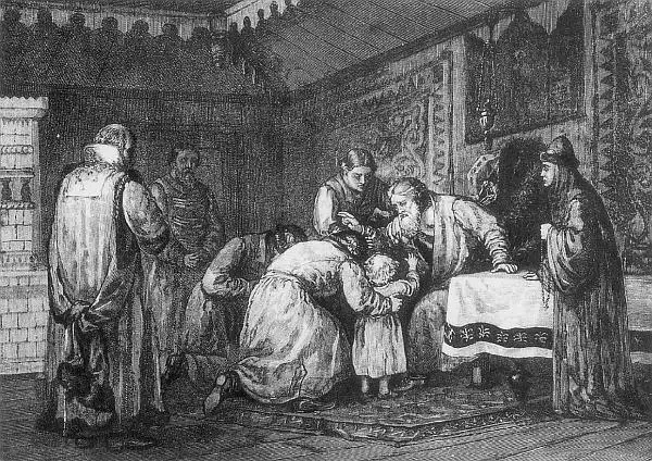 Смерть Владимира Мономаха Гравюра XIX в В дружину мог вступить всякий - фото 12