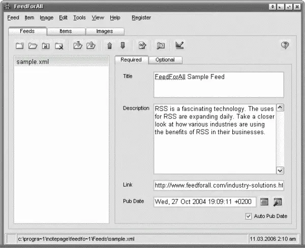 Рис 217 Настройки RSSленты в утилите FeedForAll При создании новой ленты - фото 37