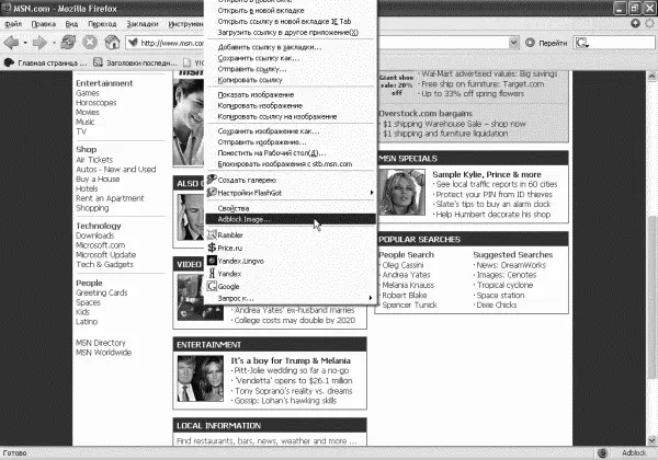 Рис 259 Пункт меню добавленный плагином Adblock в браузер Firefox - фото 79