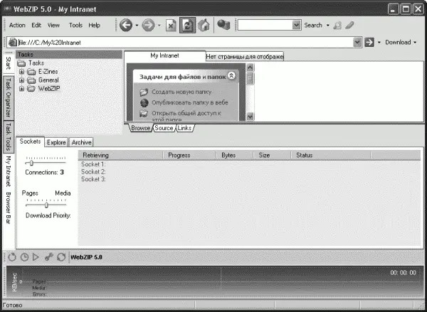 Рис 273 Окно программы WebZIP WebZIP не располагает собственным - фото 93