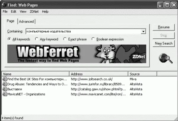Рис 411 WebFerret позволяет ограничить поиск регионом Допускаются различные - фото 127