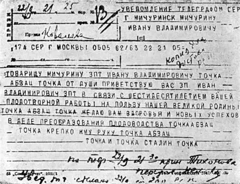 Телеграмма Иосифа Виссарионовича Сталина в связи с шестидесятилетием научной - фото 33