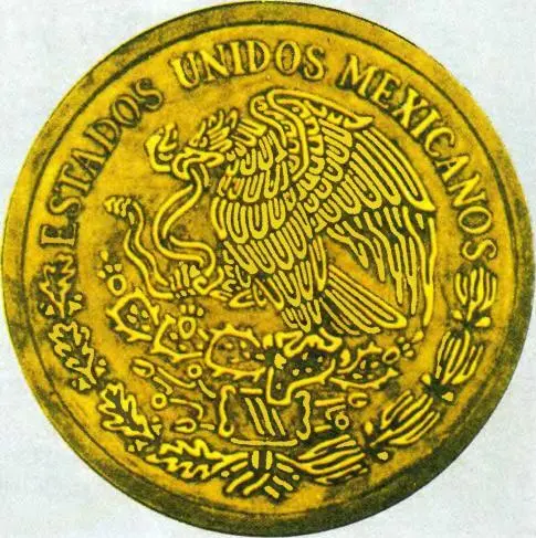 Этот герб с орлом змеей и кактусом до сих пор чеканят на мексиканских монетах - фото 56