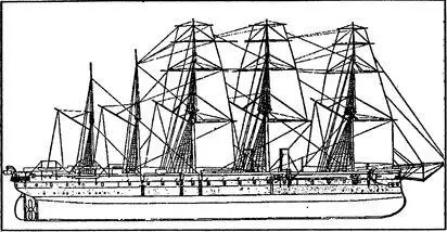 Броненосец Нортумберленд В ходе модернизации в 1875 г 2я и 4я мачты были - фото 16