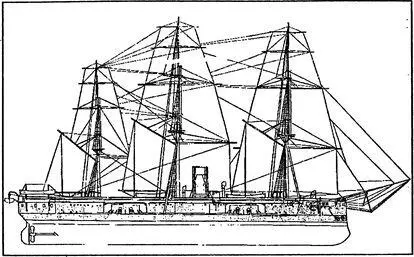 Броненосец Кэптэн 30 января 1867 г был заложен еще более мощный башенный - фото 23