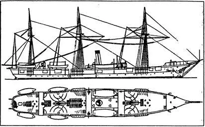 Клипер Разбойник 1878 г Новые небронированные корветы с 1863 г по 1883 г - фото 53