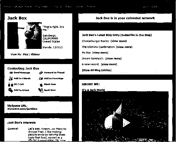 Эта простая страница сверстанная по обычному для MySpace шаблону профиля в - фото 29