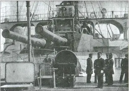 На палубе броненосца Асахи Броненосец Фусо Свозка на берег японских - фото 150