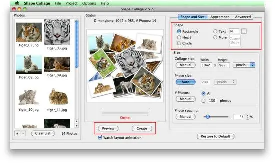 Рис 1 Интерфейс окна приложения ShapeCollage Помимо прямоугольной формы - фото 25