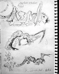 Preliminary sketches of a spiger by Nell Duckworth on board Trident August - фото 13