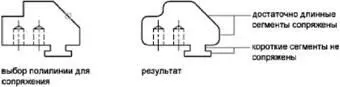 Если два сходящихся линейных сегмента полилинии разделены дугой команда - фото 300